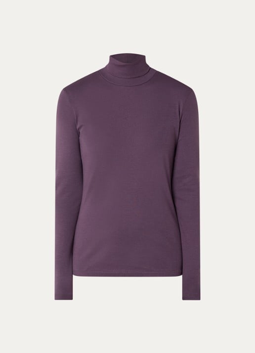 Benetton Longsleeve met col - voorkant 3 aubergine