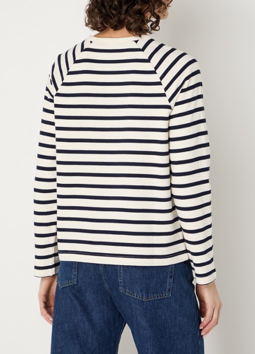 Benetton Longsleeve met streepprint - achterkant donkerblauw