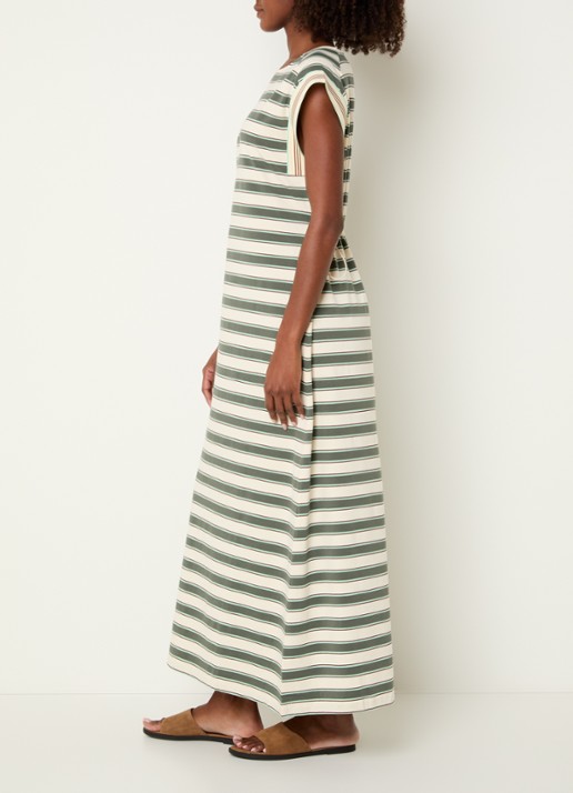 Benetton Maxi T-shirt jurk met streepprint  - voorkant 4 groen