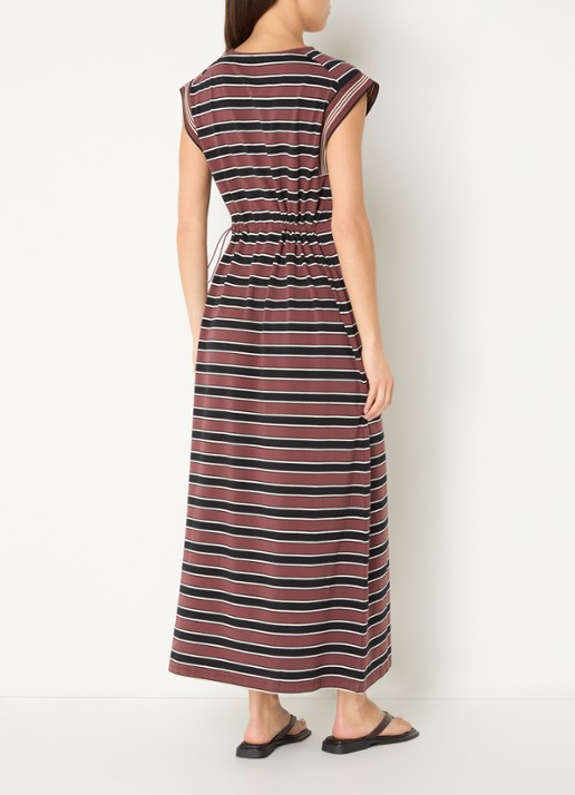 Benetton Maxi T-shirt jurk met streepprint  - achterkant 3 steenrood