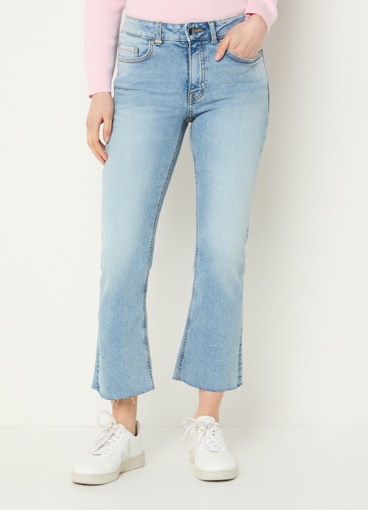 Benetton Mid waist cropped bootcut jeans met steekzakken - detail 4 lichtblauw