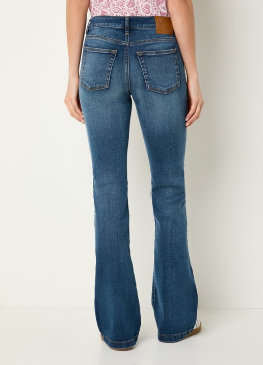 Benetton Mid waist flared jeans met medium wassing - achterkant 3 indigo