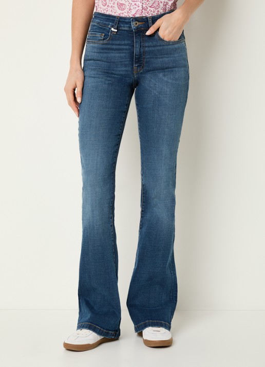 Benetton Mid waist flared jeans met medium wassing - detail 4 indigo
