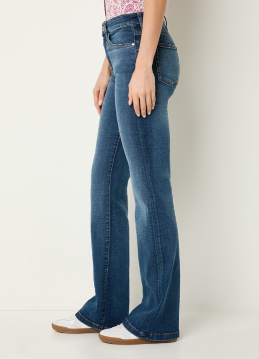 Benetton Mid waist flared jeans met medium wassing - detail 5 indigo