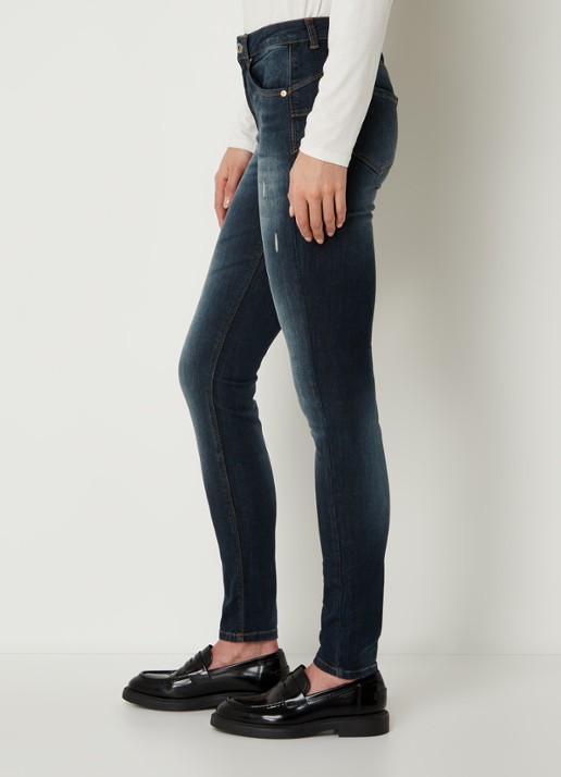 Benetton Mid waist skinny jeans met stretch - detail 5 middenblauw