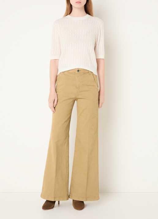 Benetton Mid waist wide fit jeans met gekleurde wassing - voorkant 2 camel