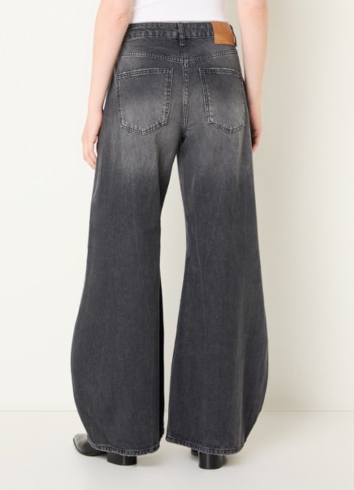 Benetton Mid waist wide fit jeans met steekzakken - achterkant 3 grijs