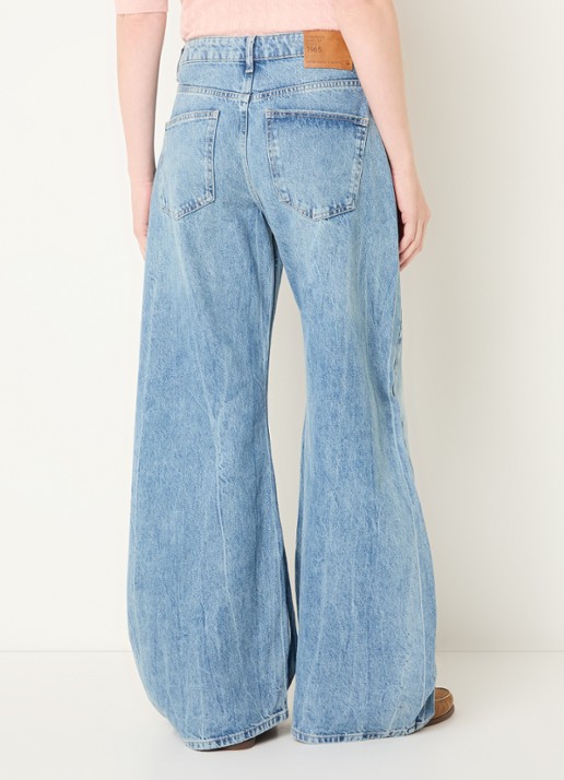 Benetton Mid waist wide fit jeans met steekzakken - achterkant 5 lichtblauw