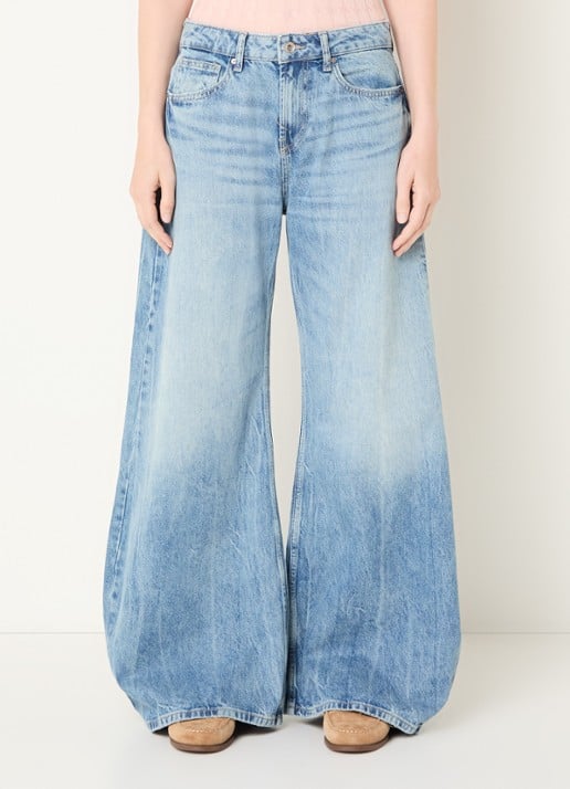 Benetton Mid waist wide fit jeans met steekzakken