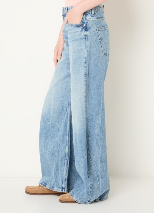 Benetton Mid waist wide fit jeans met steekzakken - detail 4 lichtblauw