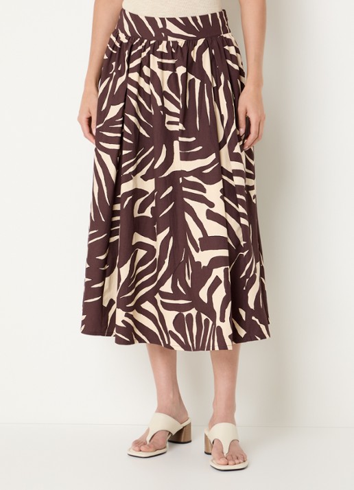 Benetton Midi A-lijn rok met print