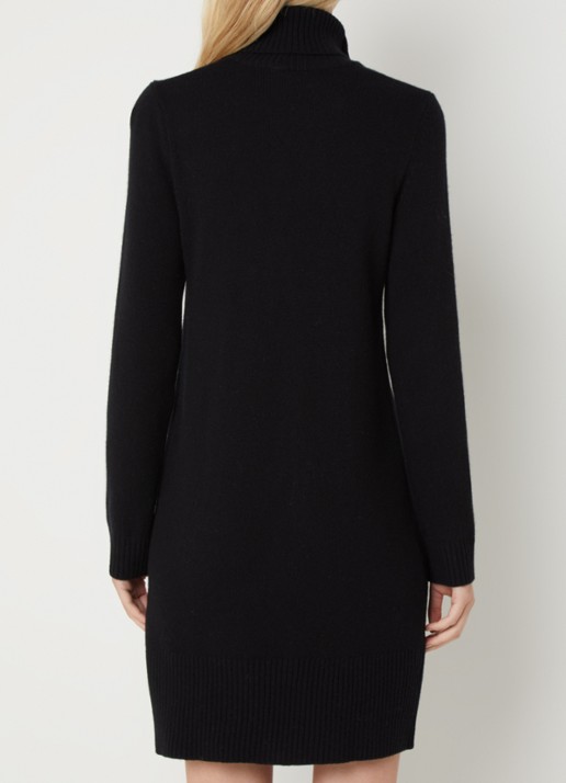 Benetton Midi jurk in wolblend met col - achterkant 2 zwart