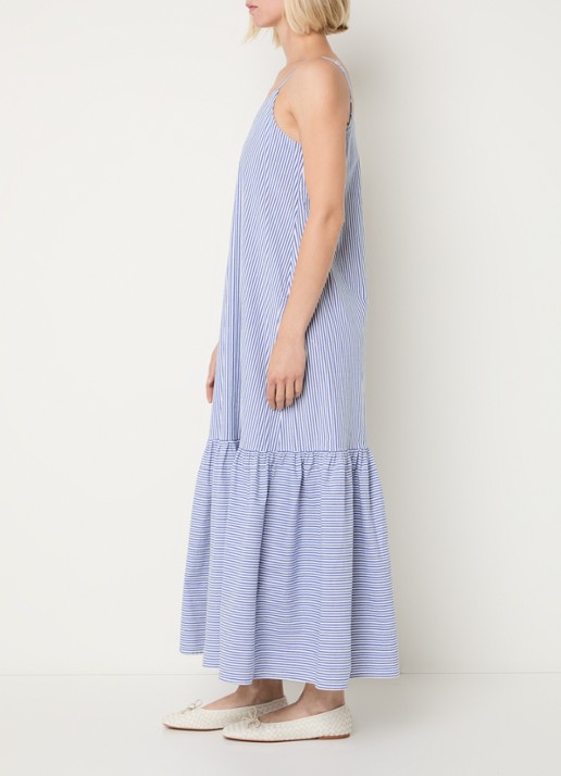 Benetton Midi jurk met streepprint - voorkant 2 blauw