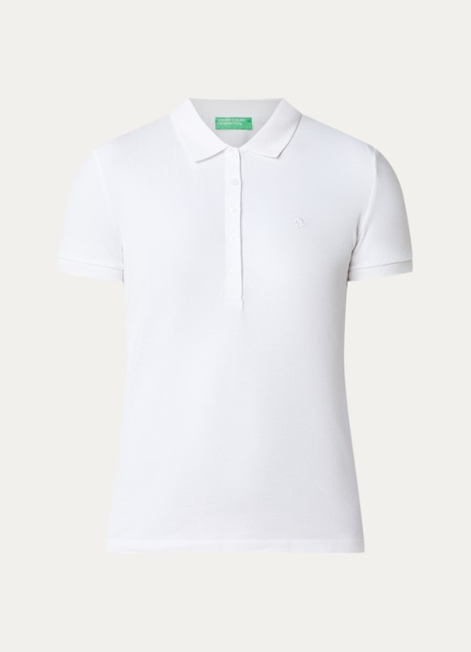 Benetton Polo met logo - voorkant gebroken wit