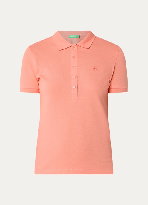 Benetton Polo met logo - voorkant abrikoos