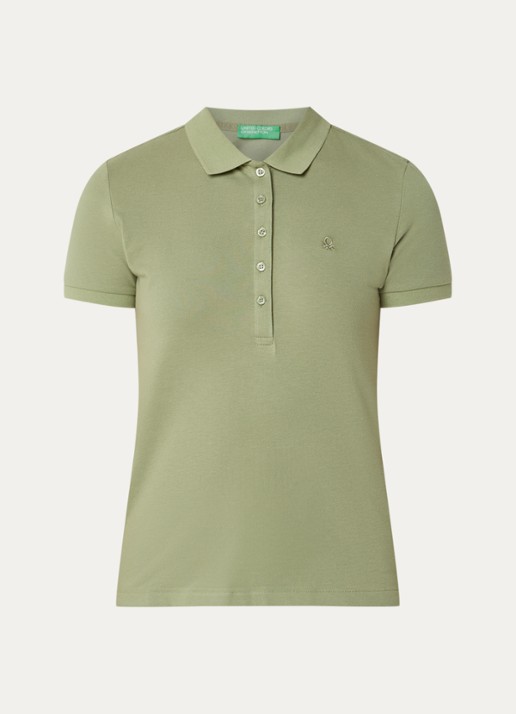 Benetton Polo met logo - voorkant 2 lindegroen