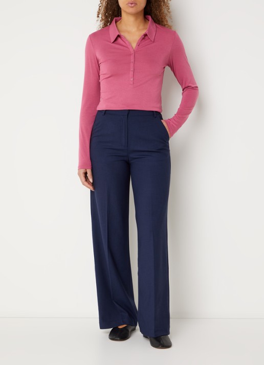 Benetton Polo met stretch - voorkant 4 donkerroze