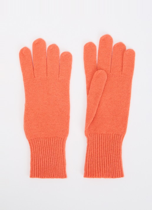 Benetton Ribgebreide handschoen van wol  - voorkant oranjerood