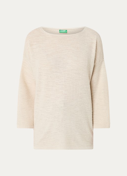 Benetton Ribgebreide pullover in linnenblend