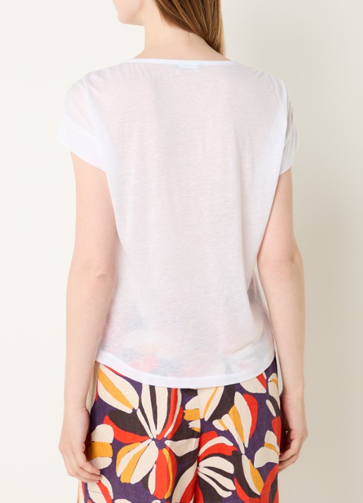 Benetton Semi-transparant T-shirt met ruches - achterkant 4 wit