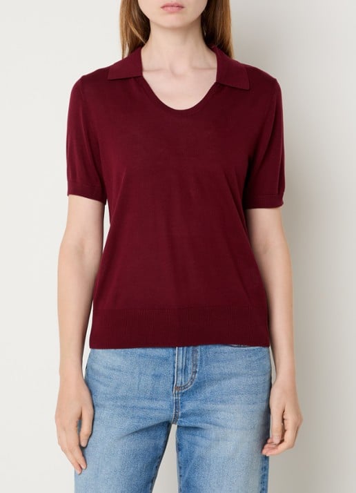 Benetton Semi-transparante polo in zijdeblend met ronde hals