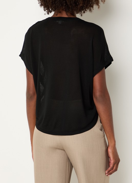 Benetton Semi-transparante top met boothals - achterkant 4 zwart