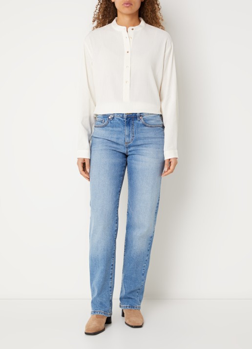 Benetton Semi-transparante tuniek met ronde hals - voorkant 3 creme