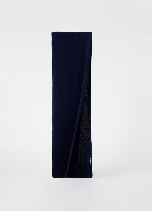 Benetton Sjaal van scheerwol 190 x 30 cm - detail donkerblauw
