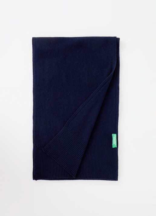 Benetton Sjaal van scheerwol 190 x 30 cm - voorkant 3 donkerblauw