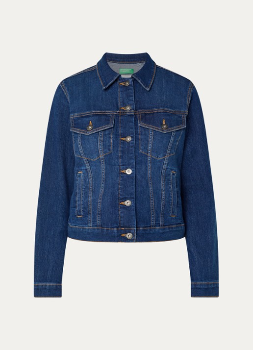 Benetton Spijkerjas met steekzakken - voorkant indigo
