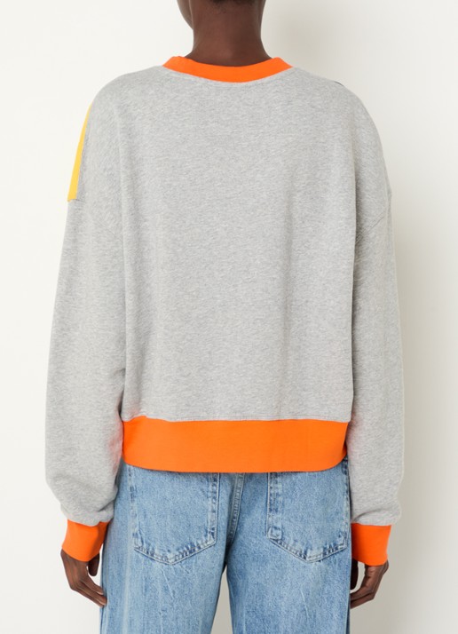 Benetton Sweater met colour blocking en print - achterkant grijs