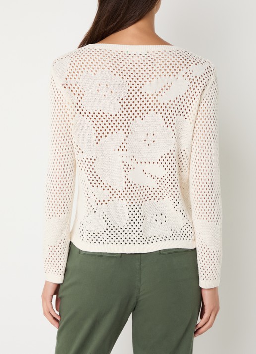 Benetton Sweater met opengewerkt dessin - achterkant 4 creme