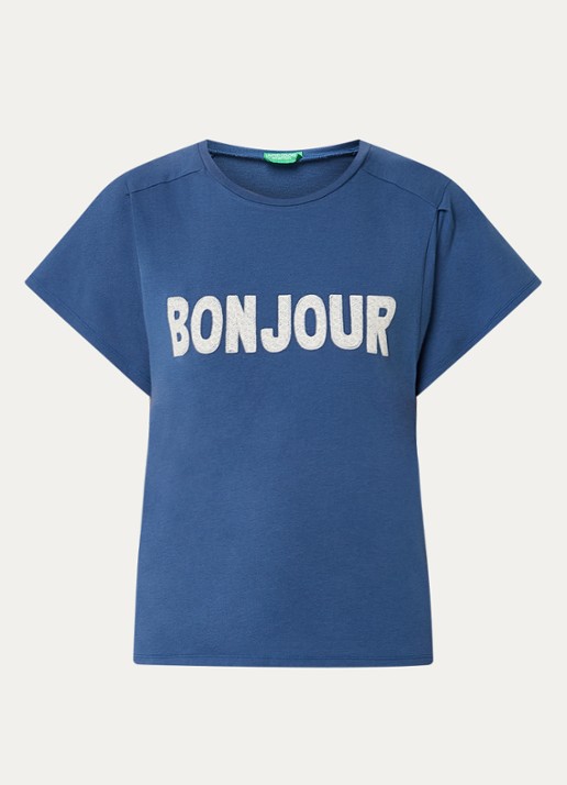 Benetton T-shirt met borduring - voorkant 3 indigo