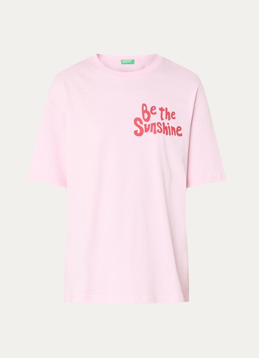 Benetton T-shirt met print - voorkant 3 roze