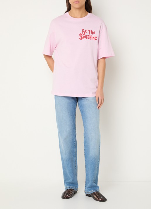 Benetton T-shirt met print - voorkant 4 roze