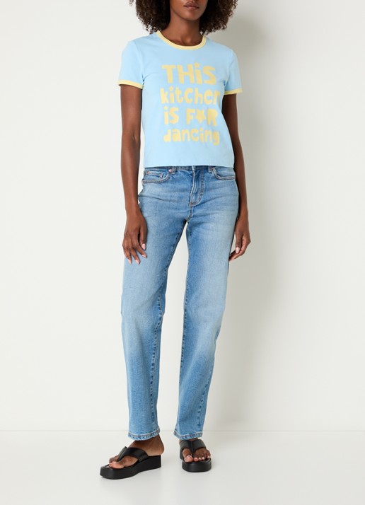 Benetton T-shirt met print - voorkant 4 lichtblauw