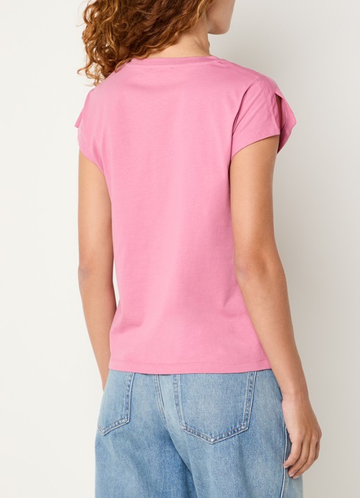 Benetton T-shirt met ronde hals en split - achterkant 3 roze