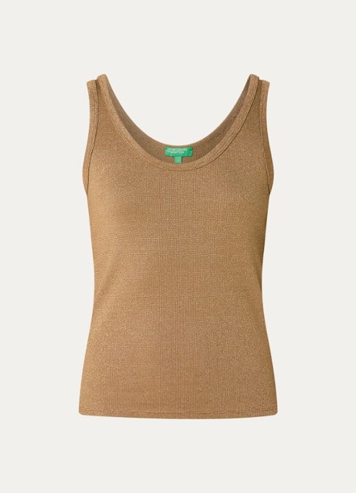 Benetton Tanktop met lurex - voorkant camel