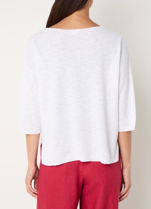 Benetton Top in linnenblend met boothals - achterkant 4 gebroken wit