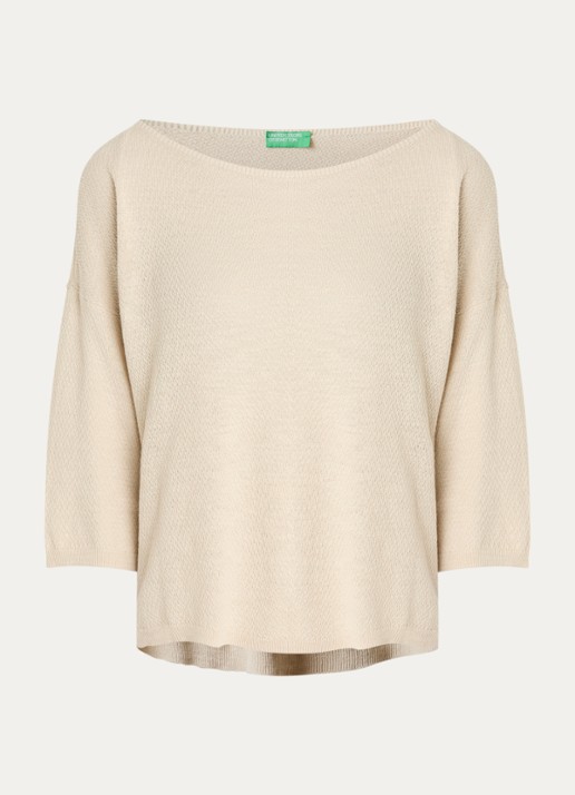 Benetton Top in linnenblend met boothals - voorkant 2 vanillegeel
