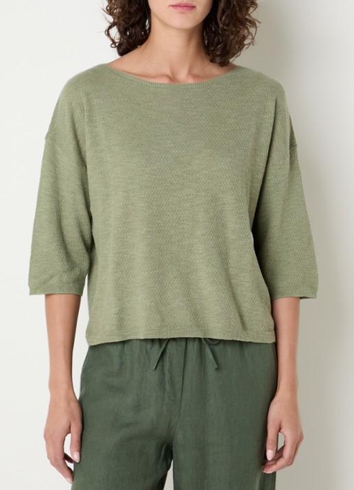 Benetton Top in linnenblend met boothals