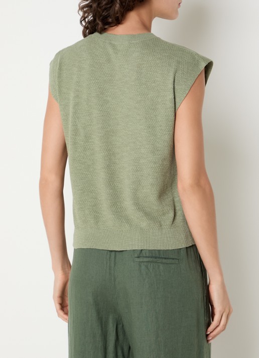 Benetton Top in linnenblend met ronde hals - achterkant 4 lichtgroen