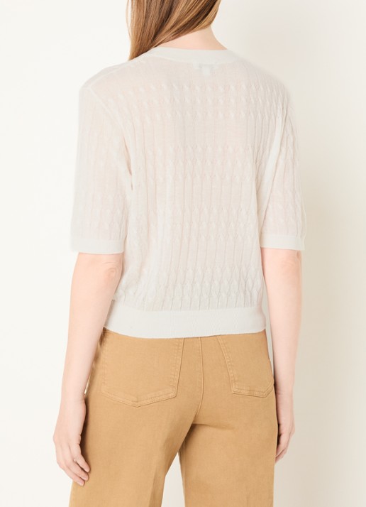 Benetton Top in wolblend met ronde hals - achterkant creme