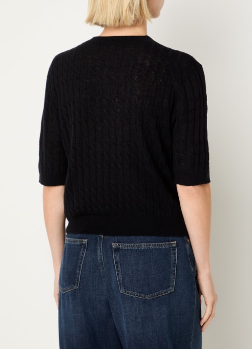 Benetton Top in wolblend met ronde hals - achterkant zwart