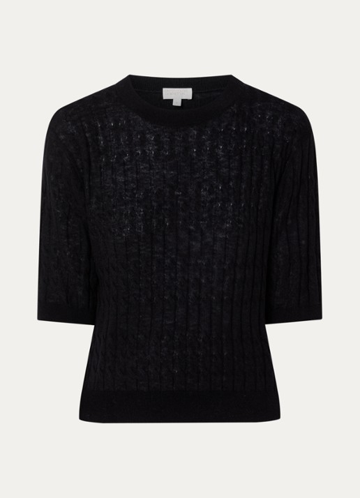 Benetton Top in wolblend met ronde hals - voorkant 2 zwart