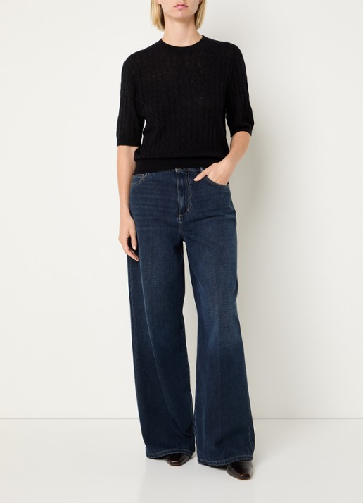 Benetton Top in wolblend met ronde hals - voorkant 3 zwart