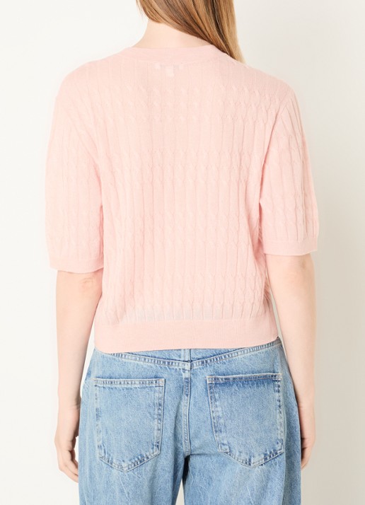 Benetton Top in wolblend met ronde hals - achterkant 2 oudroze