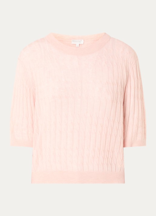 Benetton Top in wolblend met ronde hals - voorkant 3 oudroze