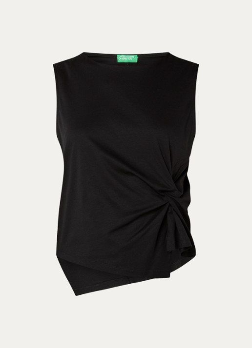 Benetton Top met knoopdetail  - voorkant zwart