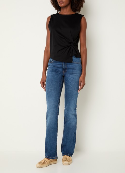 Benetton Top met knoopdetail  - voorkant 2 zwart